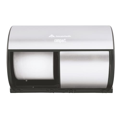 Compact® 2-Roll Coreless High-Capacity Toilet Paper Dispenser, Faux Stainless